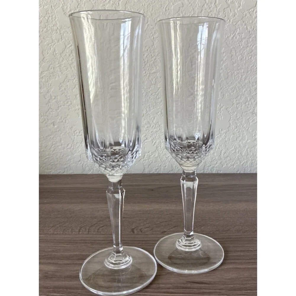 2x Lead Crystal Champagne Flute 8.3”x 2.15”